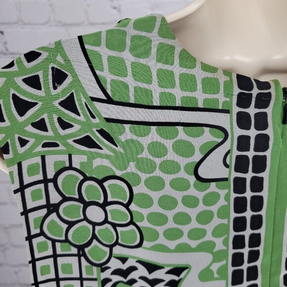 Anna Sui Anthropologie Green 100% Silk Sleeveless Lined Midi Dress 12 *defects - Picture 7 of 15